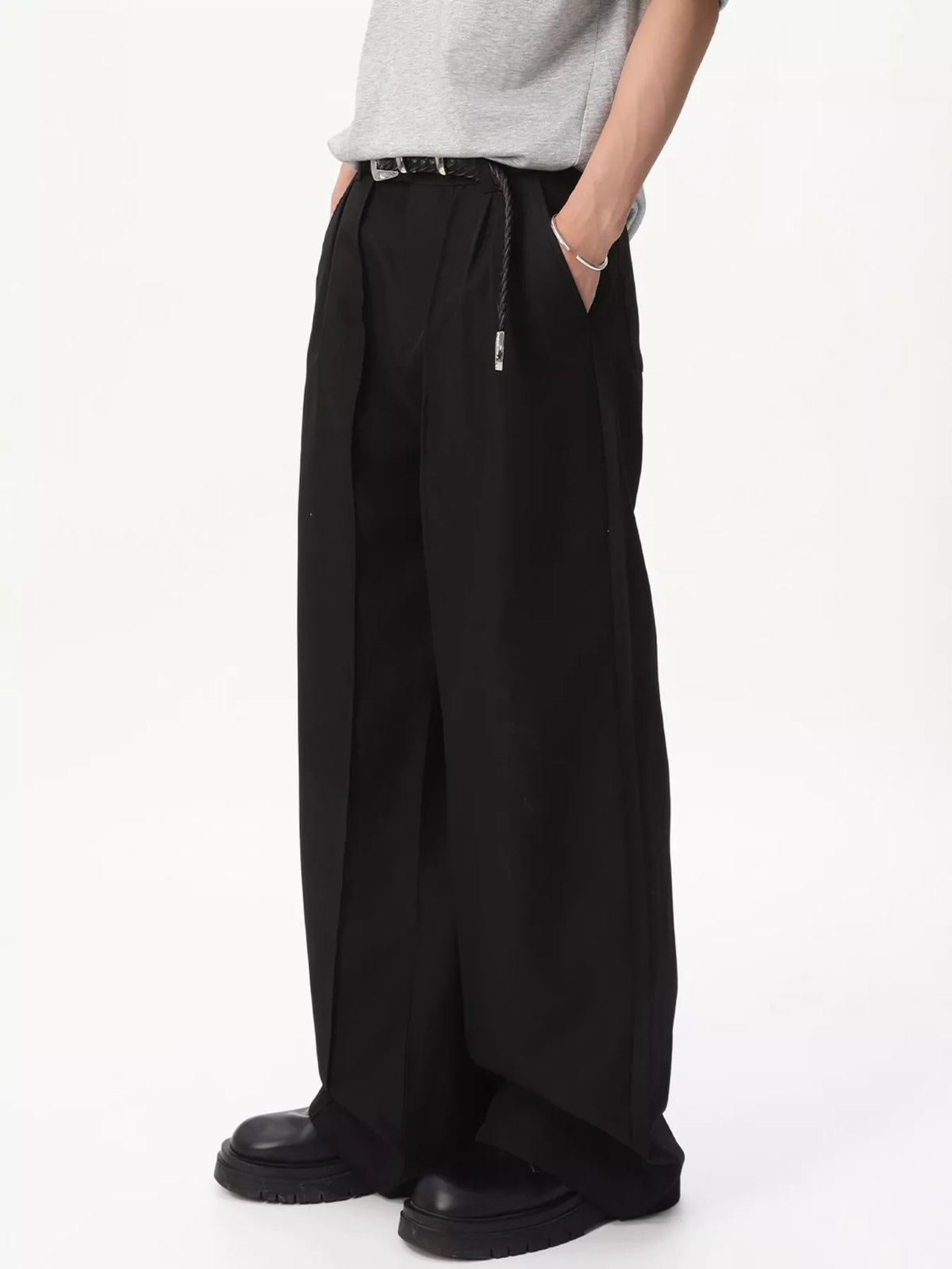 Men's Wide-Leg Pleated Pants, view 4