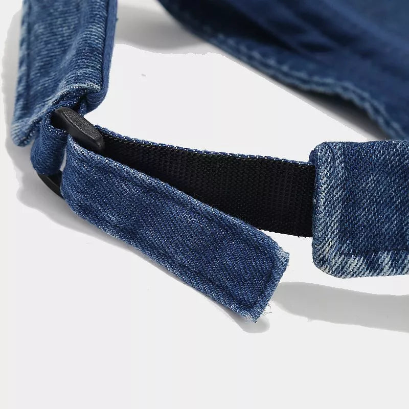 Vintage Washed Denim Sun Visor Hat - Lilixa.store