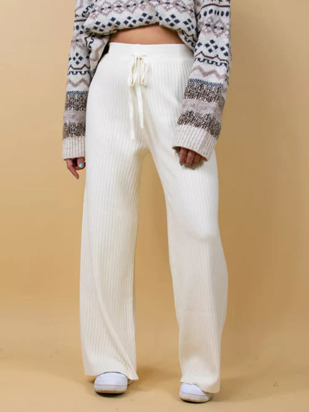 Ribbed Wide Leg Sweater Pants, view 2