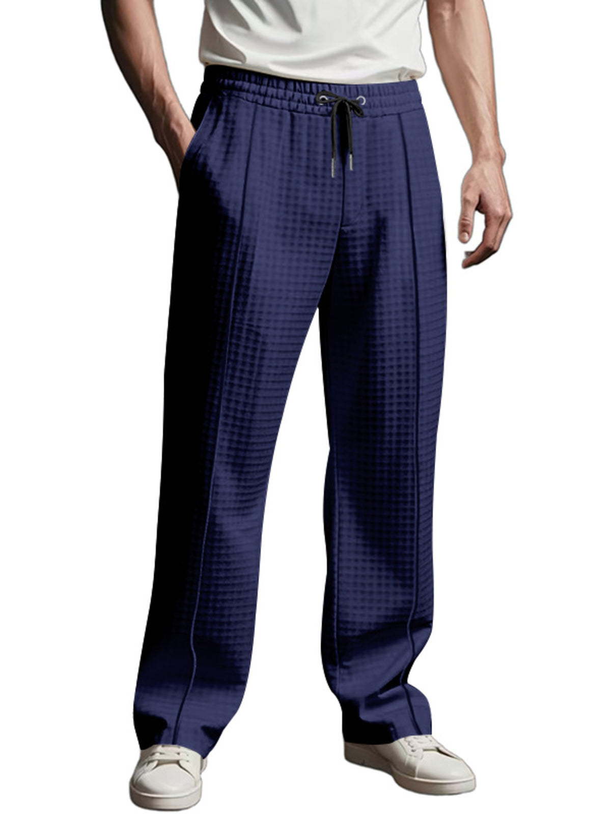 Men's Full Size Textured Drawstring Casual Pants Plus Size, view 9