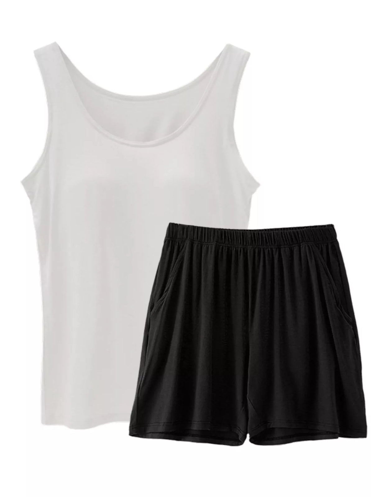 Plus Size Modal Padded Sleeveless Tank Top & Shorts Set - Lilixa.store