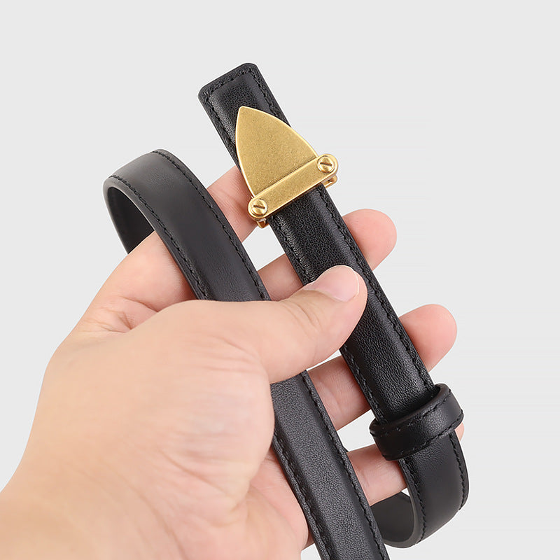 Leather Belt with Golden Buckle - Lilixa.store