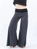 High Waisted Wide Leg Yoga Pants with Contrast Waistband - Lilixa.store