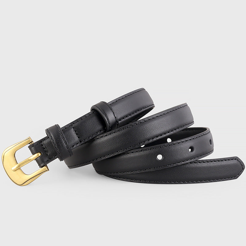 Leather Belt with Golden Buckle - Lilixa.store