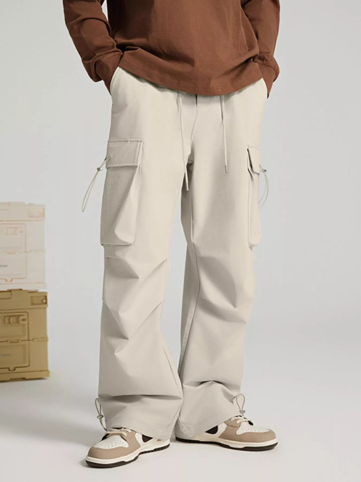 Men's Wide Leg Pants with Cargo Pockets, view 3