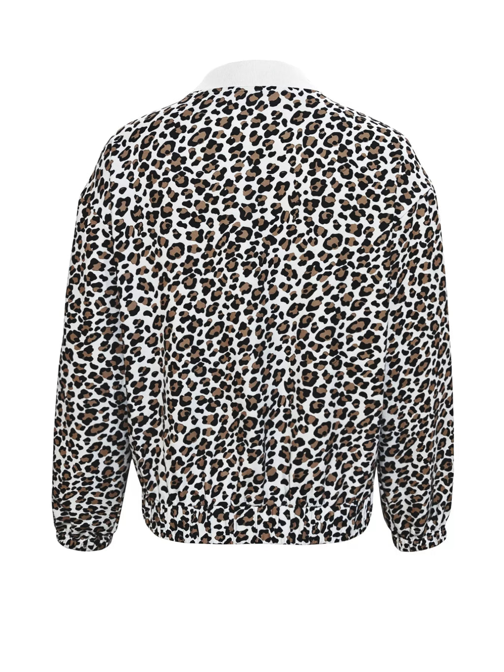 Leopard Zip Up Bomber Jacket with Contrast Side Stripes - Lilixa.store
