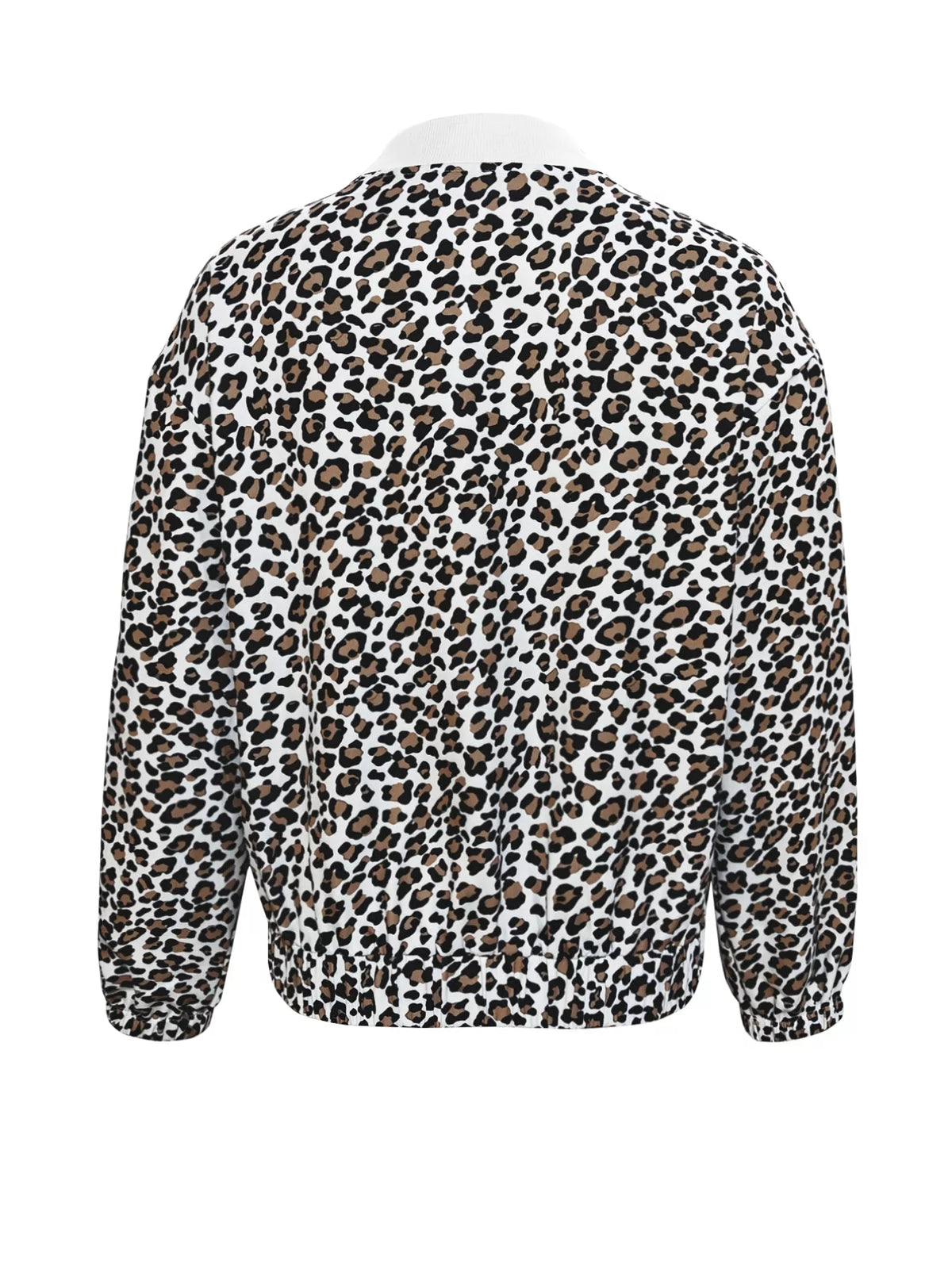 Leopard Zip Up Bomber Jacket with Contrast Side Stripes - Lilixa.store