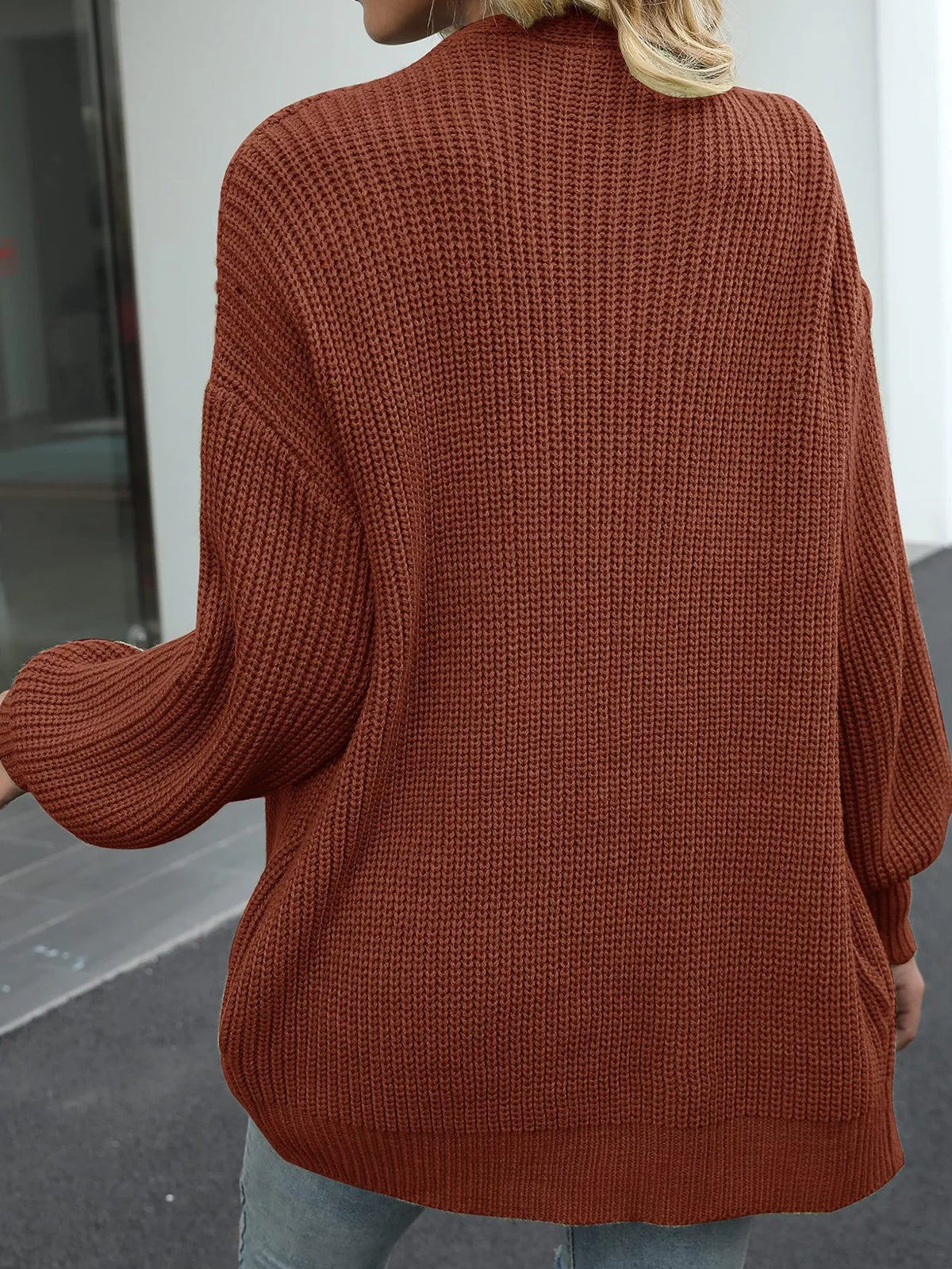 Open-Front Chunky Knit Cardigan - Lilixa.store