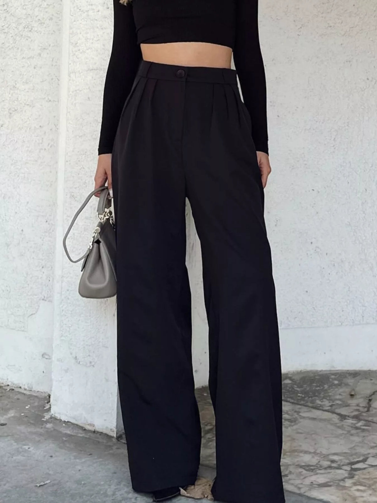 High-Waisted Pleated Wide-Leg Pants - Lilixa.store