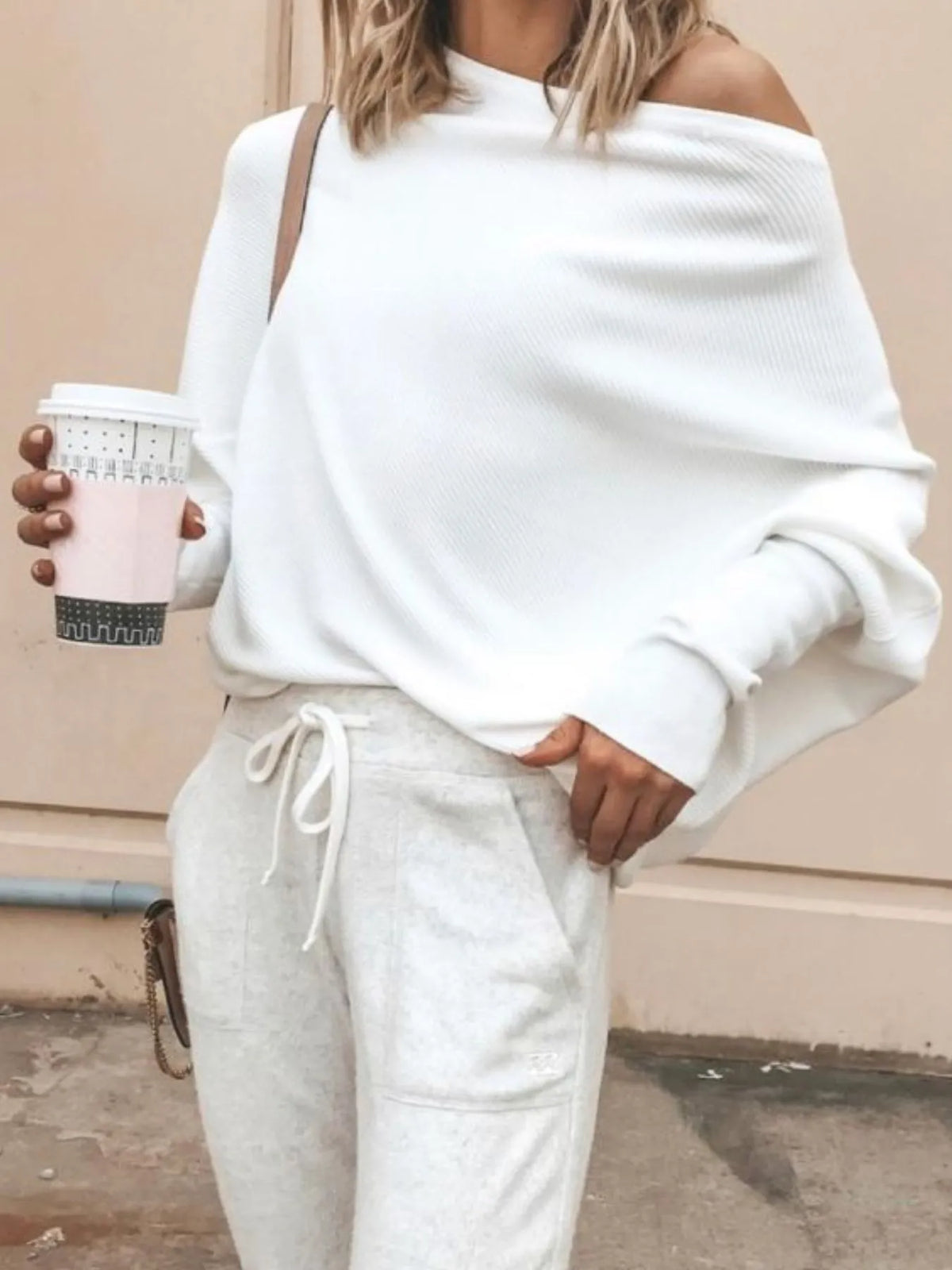 Single Shoulder Ribbed Knit Top - Lilixa.store