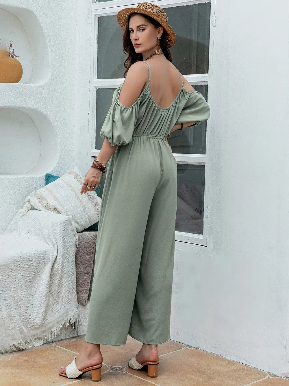 Spaghetti Strap Wide Leg Jumpsuit - Lilixa.store