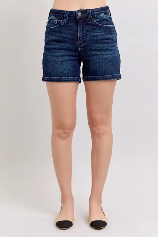 Judy Blue Full Size High Waist Back Flap Pocket Denim Shorts Plus Size - Lilixa.store