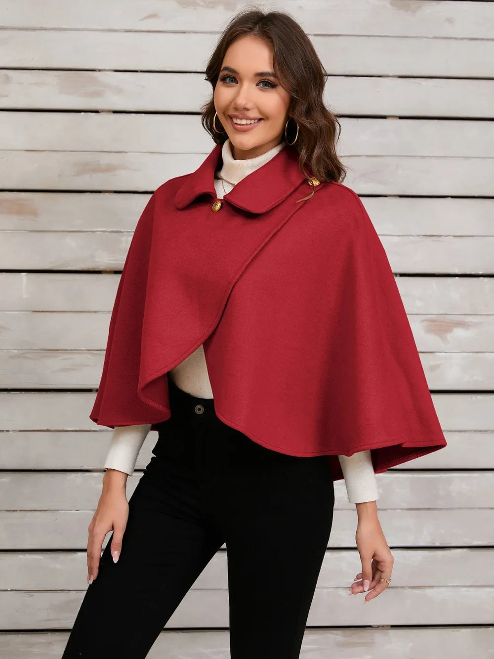 Collared Neck Cropped Cape - Lilixa.store