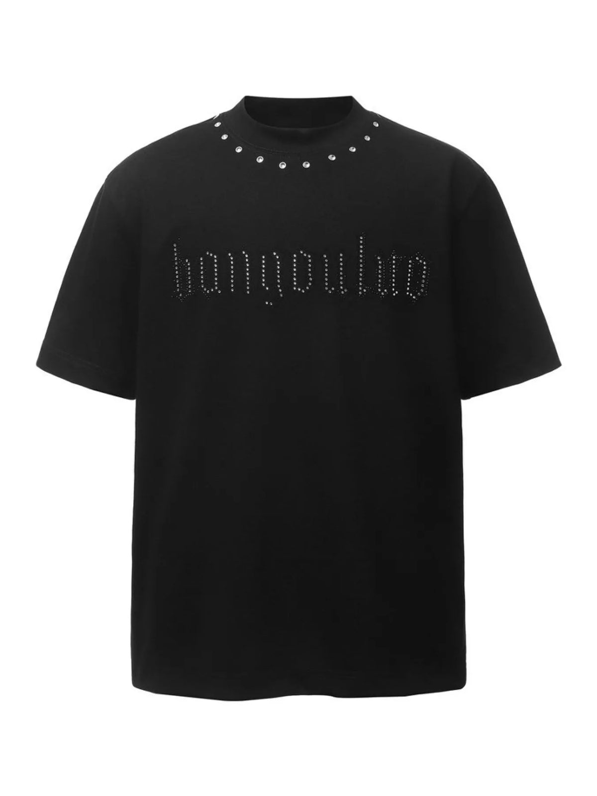 Men's Rhinestone Mock Neck T-Shirt