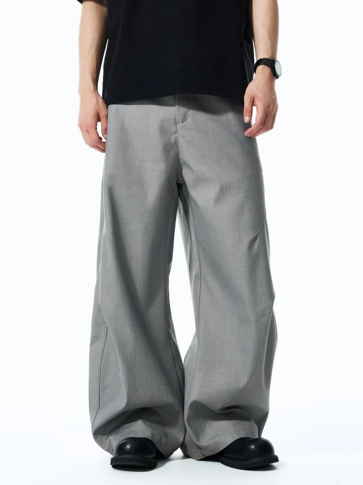 Men's Wide Leg Casual Pants in Grey