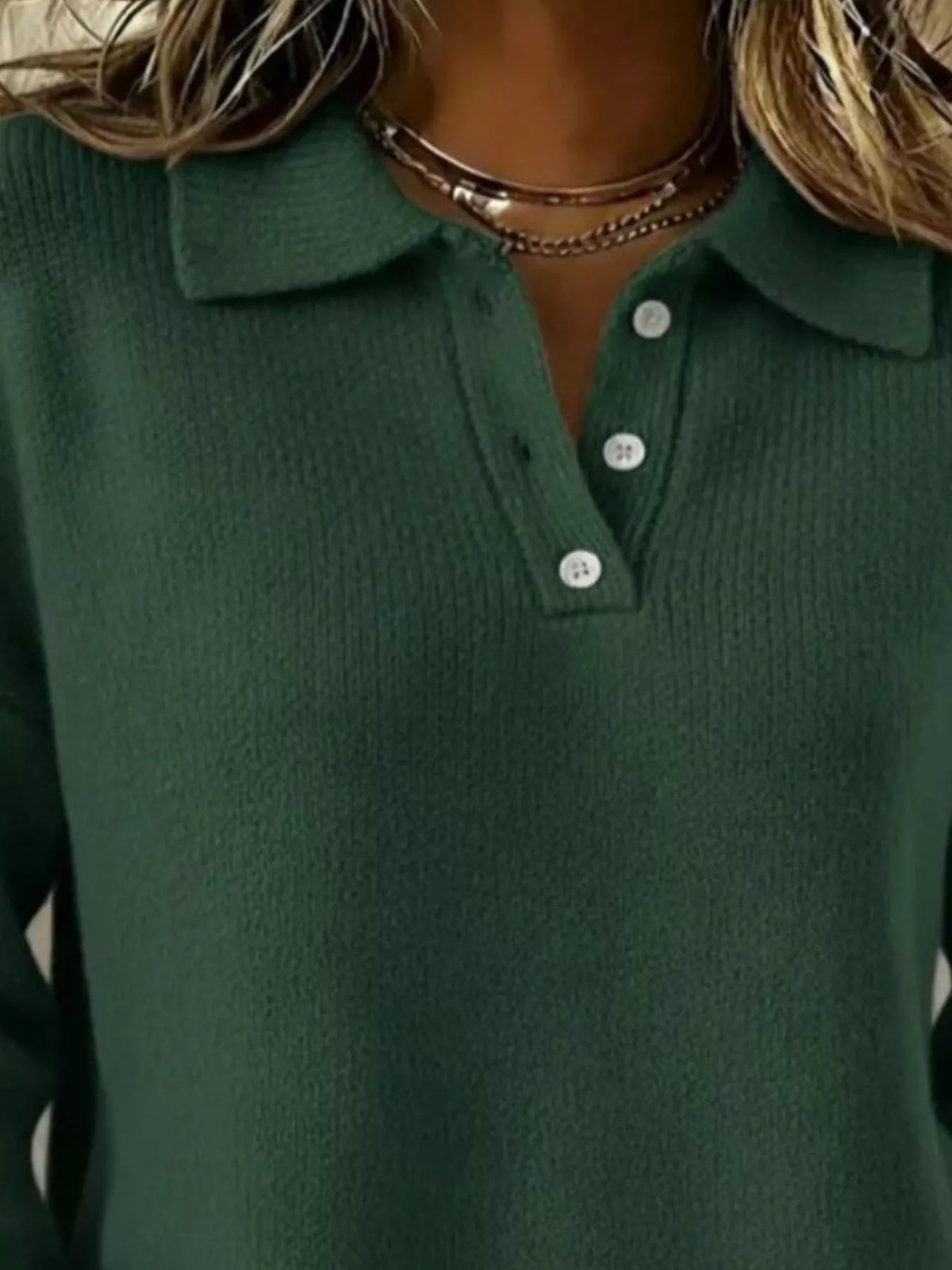 Full Size Button Detail Dropped Shoulder Sweater Plus Size - Lilixa.store