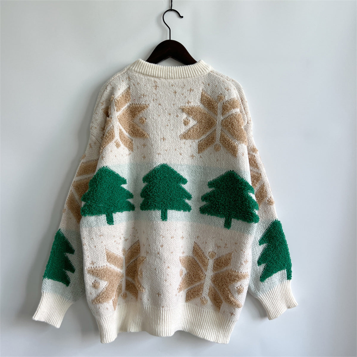 Snowflake Round Neck Long Sleeve Sweater, view 6