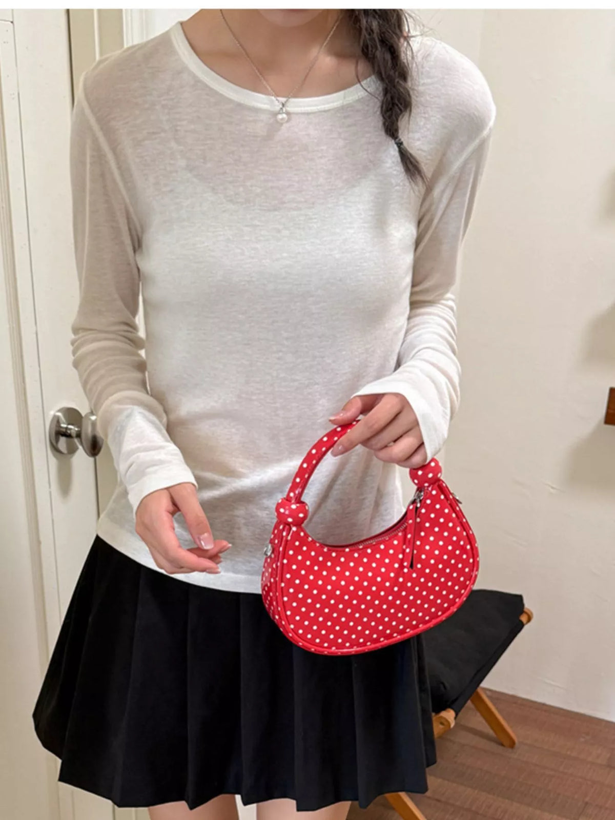 Polka Dot Crescent Crossbody Bag - Lilixa.store