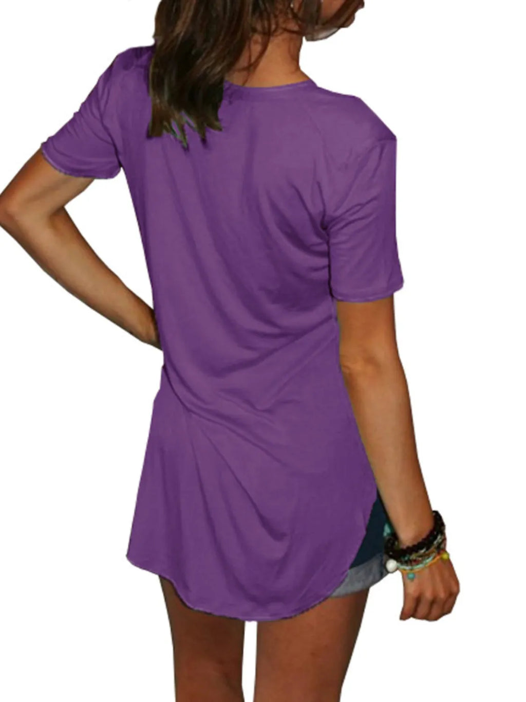 Full Size Solid V-Neck Short Sleeve T-Shirt Plus Size - Lilixa.store