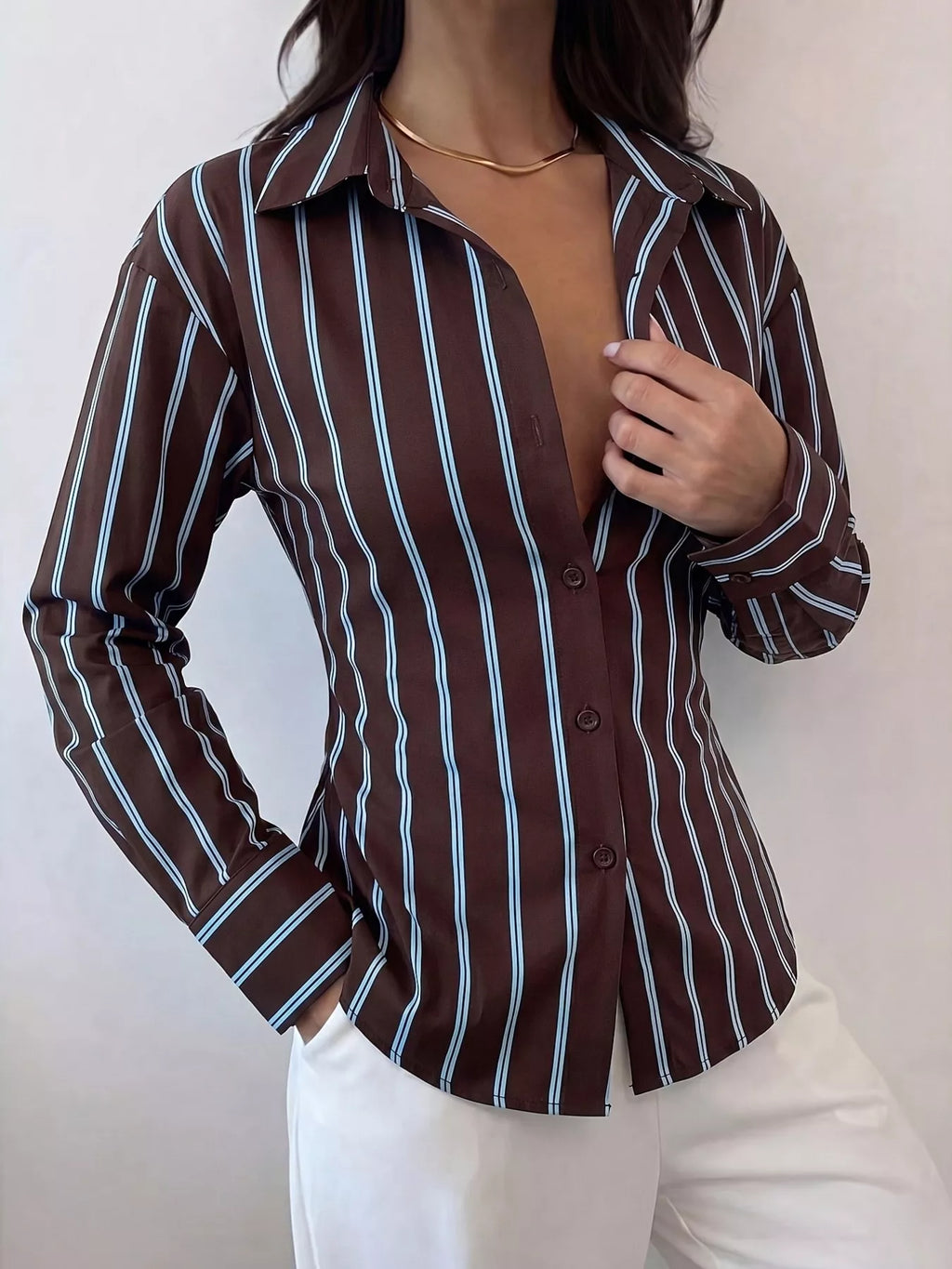 Striped Button-Down Slim-Fit Shirt - Lilixa.store