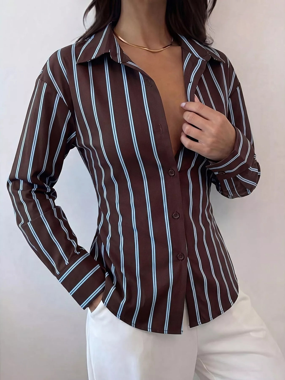 Striped Button-Down Slim-Fit Shirt - Lilixa.store