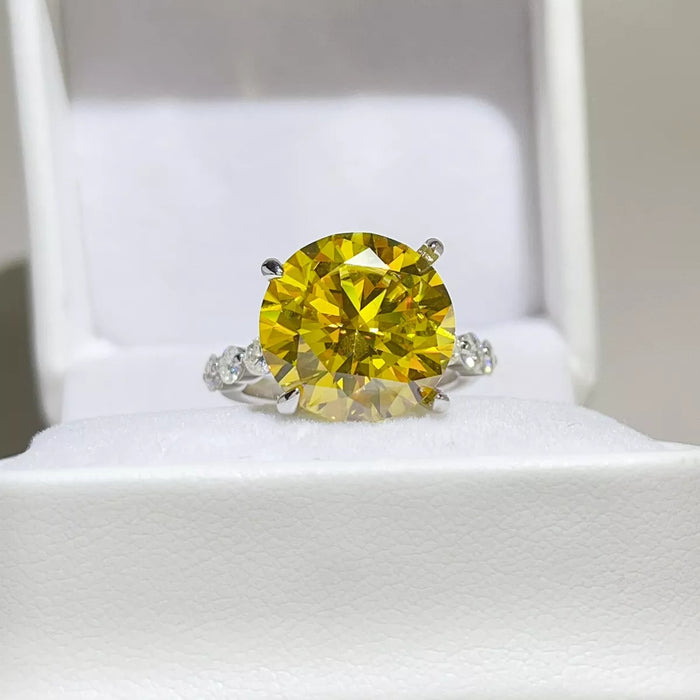 10 Carat 925 Sterling Silver Moissanite Ring in Gold