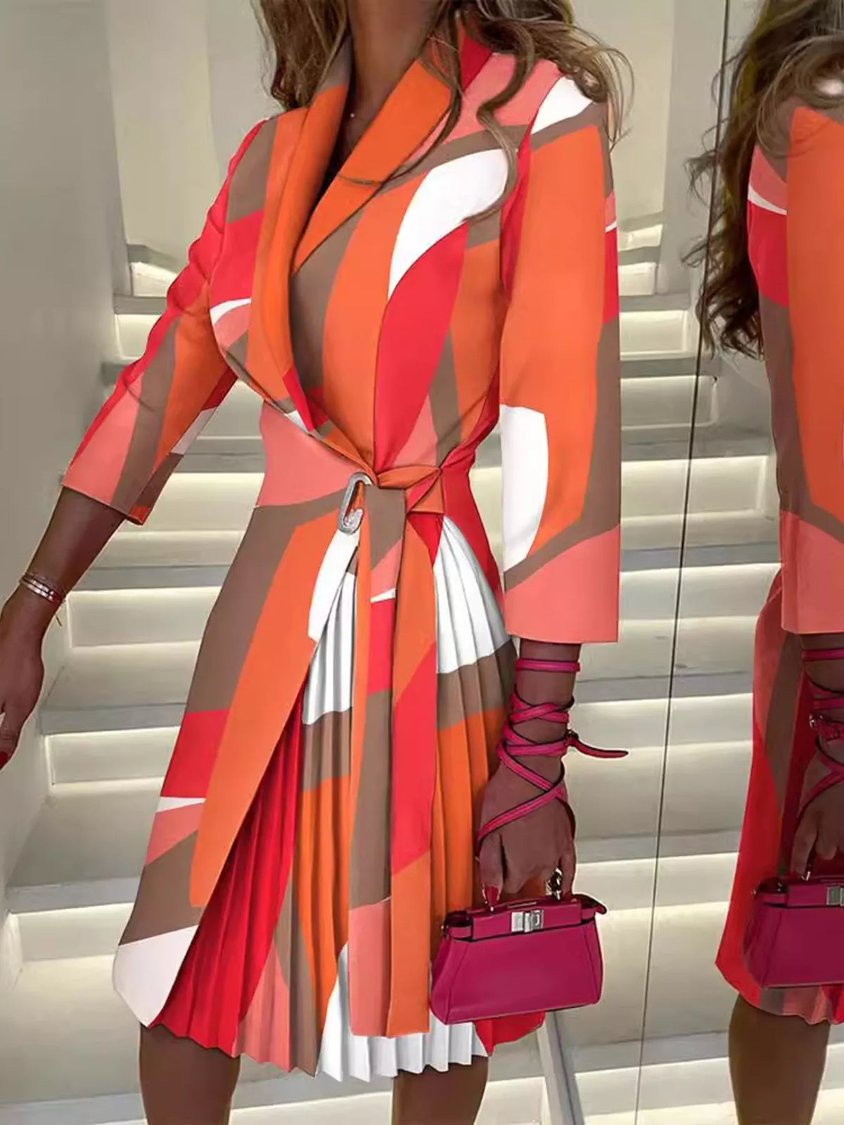 Blazer Style Pleated Midi Dress - Lilixa.store