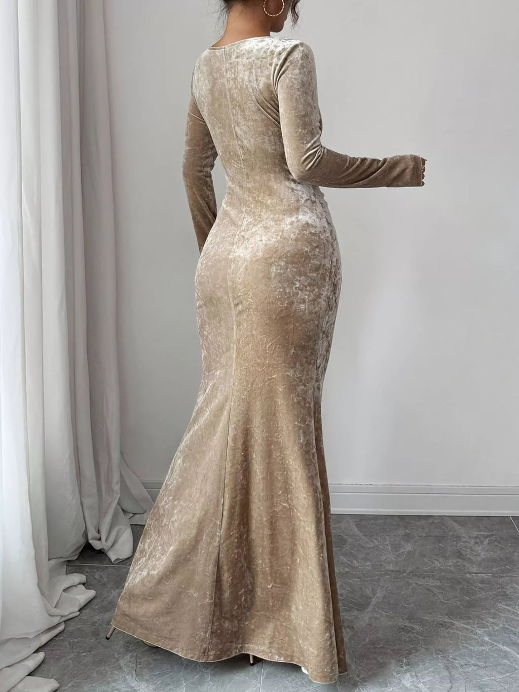 Velvet Ruched Bodycon Maxi Dress - Lilixa.store