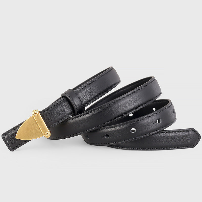 Leather Belt with Golden Buckle - Lilixa.store