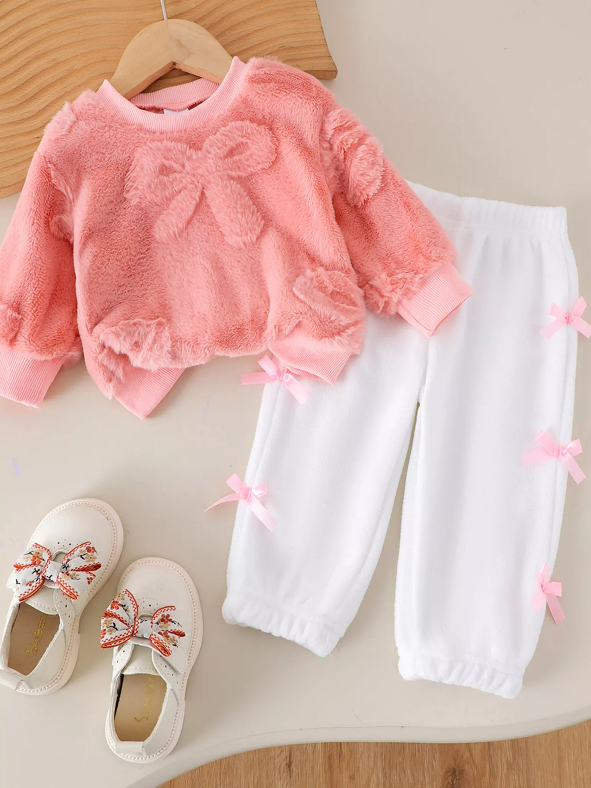 Children's Bow Round Neck Top and Pants Set - Lilixa.store