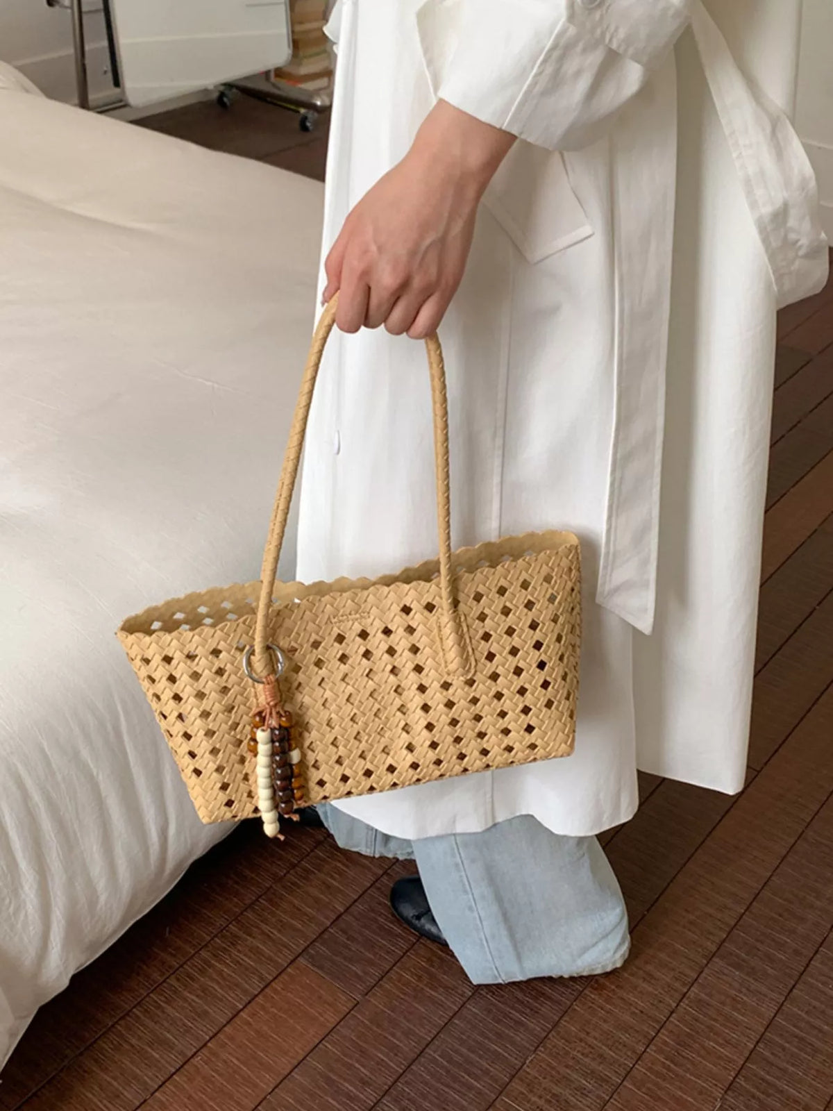 Woven Hollow-Out Shoulder Bag