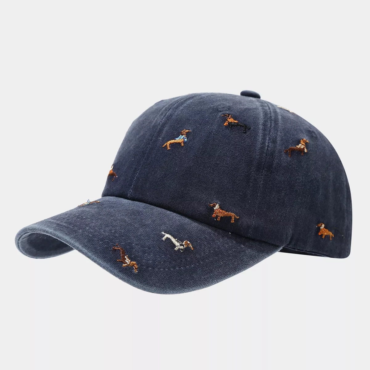 Dog Embroidered Washed Cotton Baseball Cap - Lilixa.store