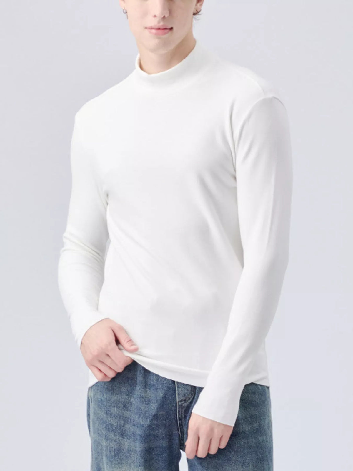 Men's Plus Size Mock Neck Long Sleeve Top