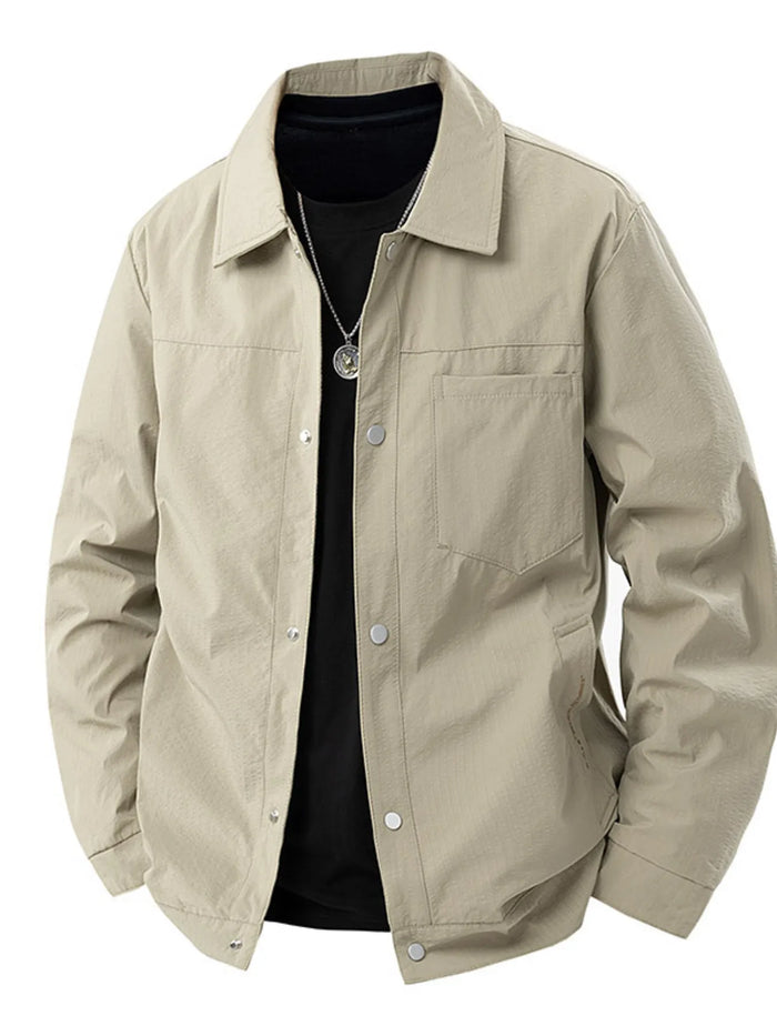 Men's Plus Size Lightweight Snap-Down Jacket - Lilixa.store