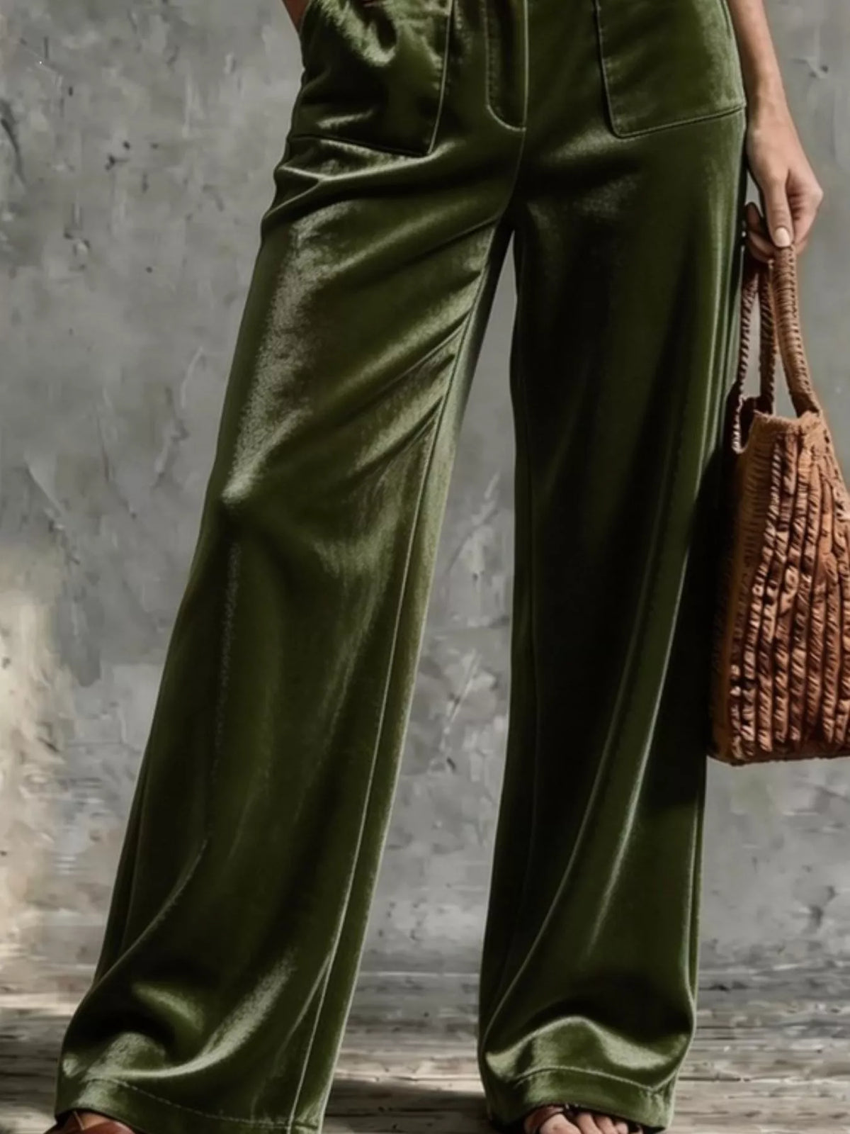 Full Size Velvet Wide-Leg Pants Plus Size