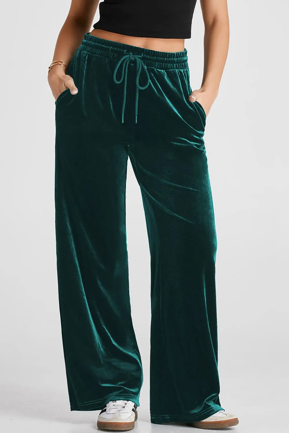 Drawstring Waist Wide Leg Active Pants - Lilixa.store