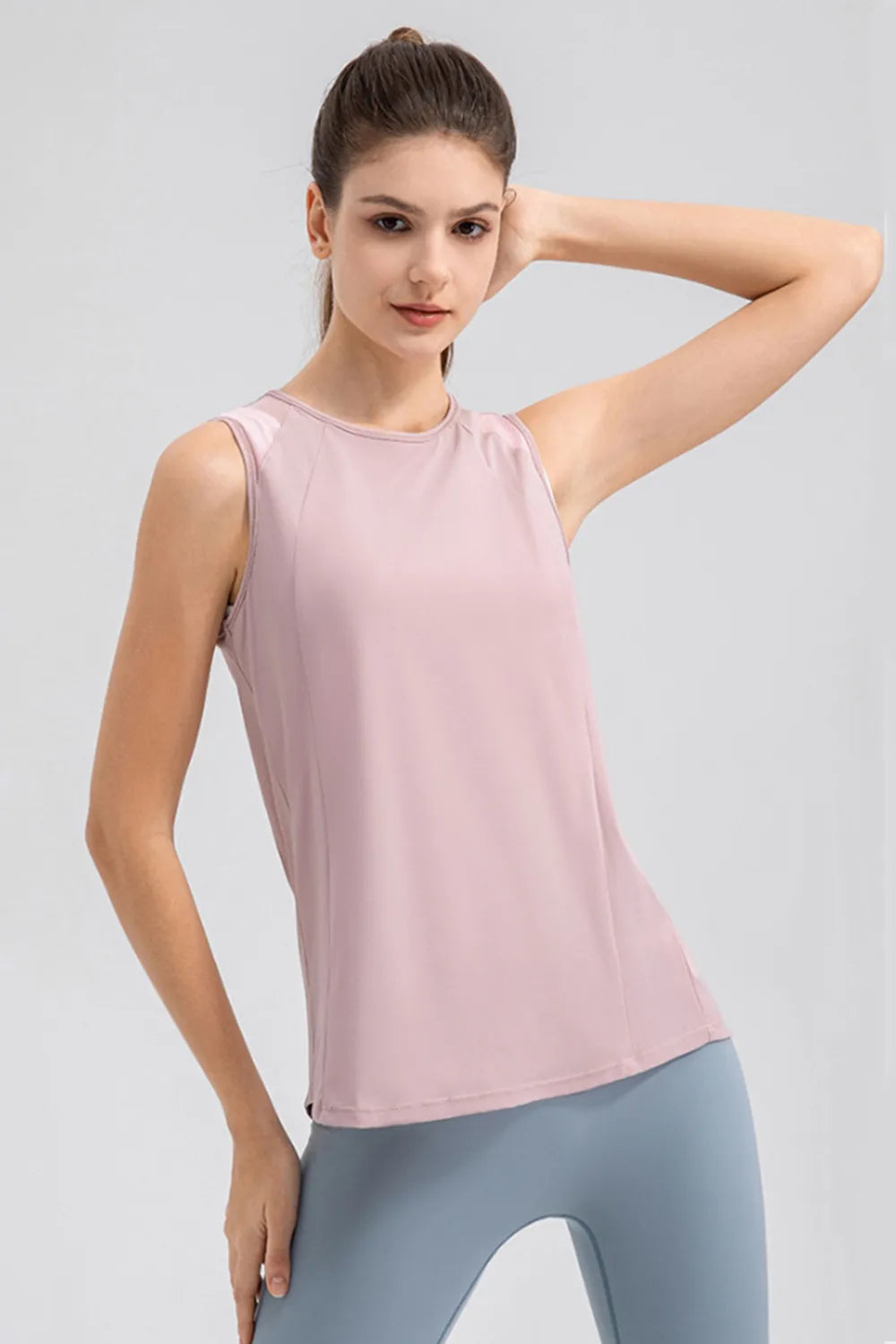 Round Neck Wide strap Active Tank - Lilixa.store