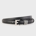 Skinny Leather Belt with Silver Buckle - Lilixa.store
