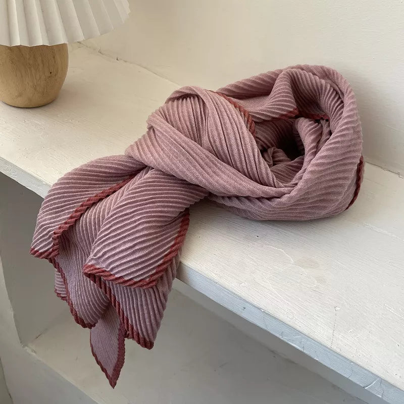 Contrast Trim Texture Warm Scarf - Lilixa.store