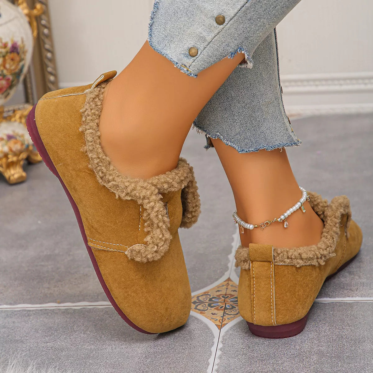 Faux Fur Lined Slip-Ons - Lilixa.store