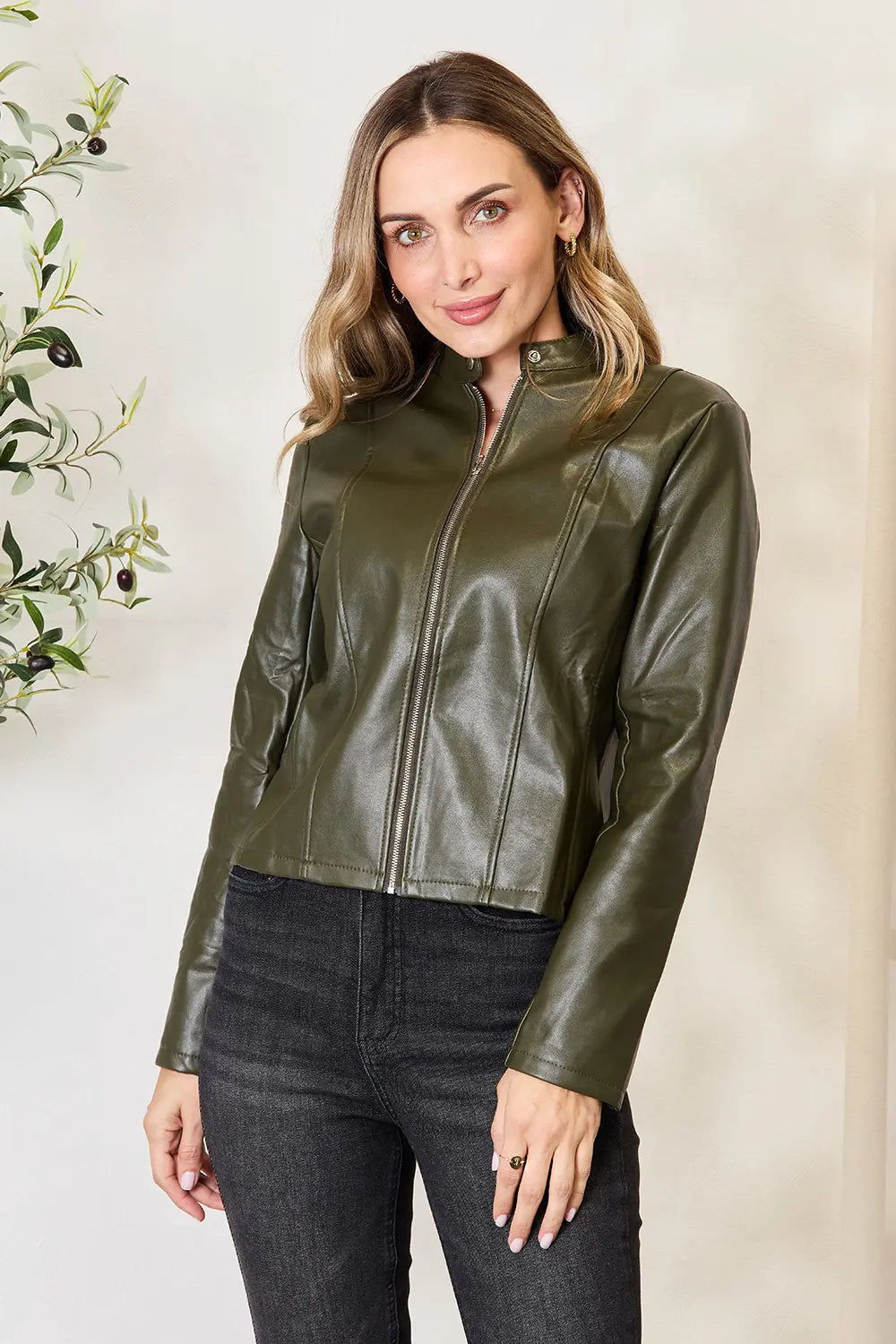 Mock Neck Zip Up Jacket, view 20