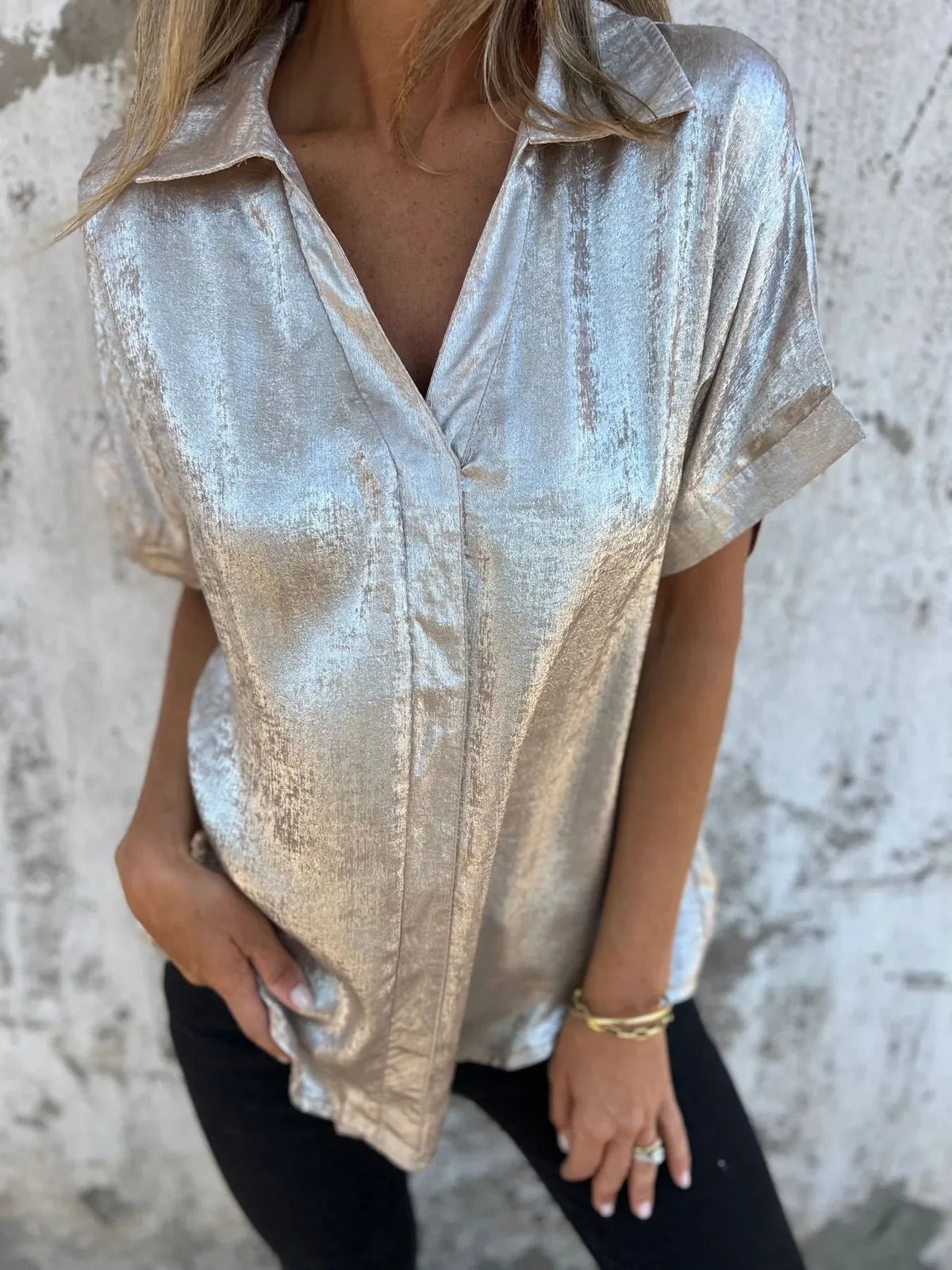 Full Size Collared Neck Short Sleeve Shirt Plus Size - Lilixa.store