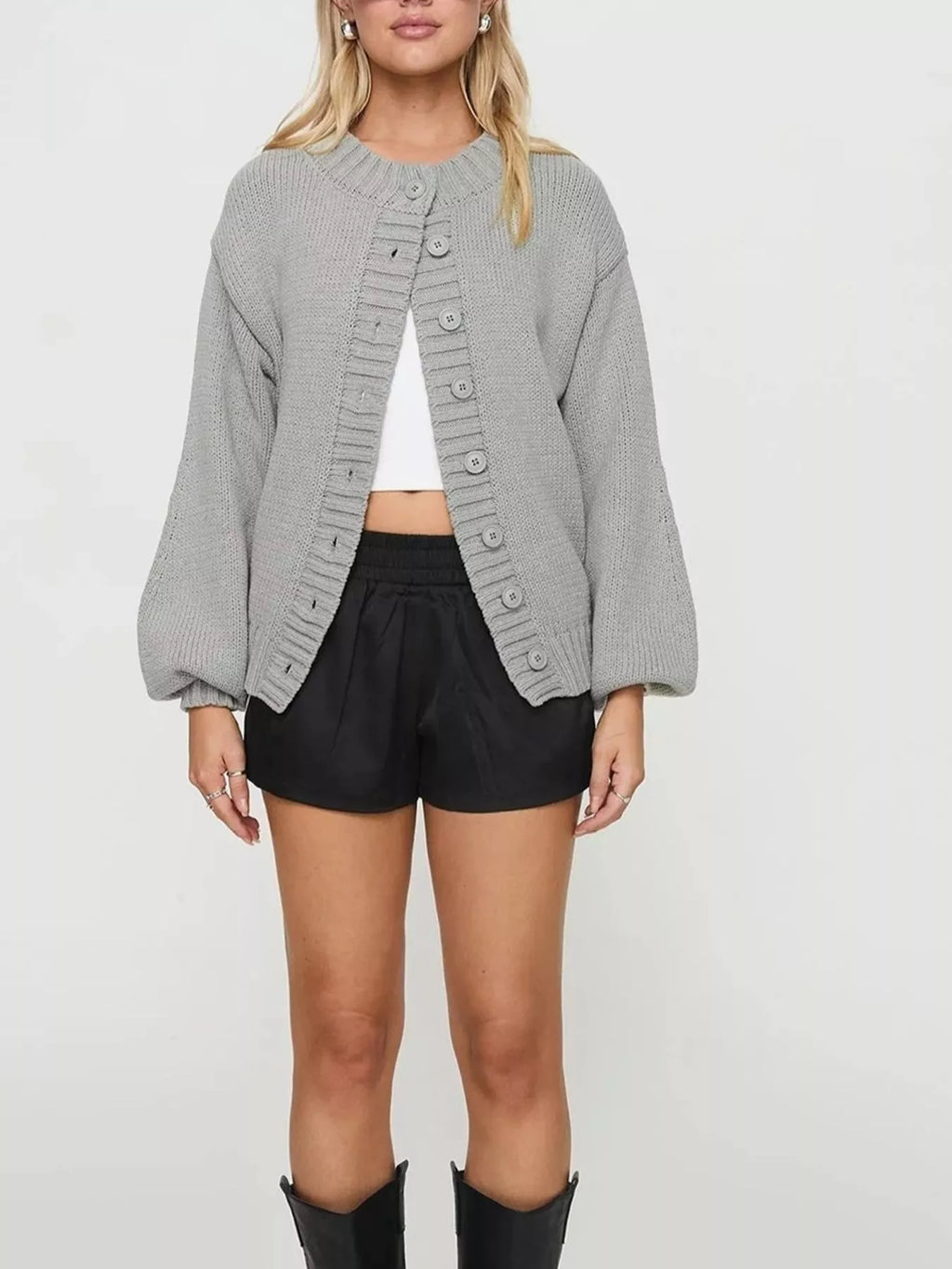 Chunky Knit Button-Up Cardigan - Lilixa.store