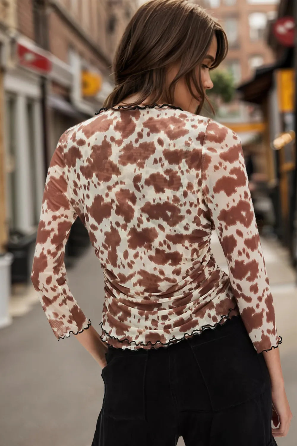 Oh Full Size Animal Print Button Down Plunge Top - Lilixa.store