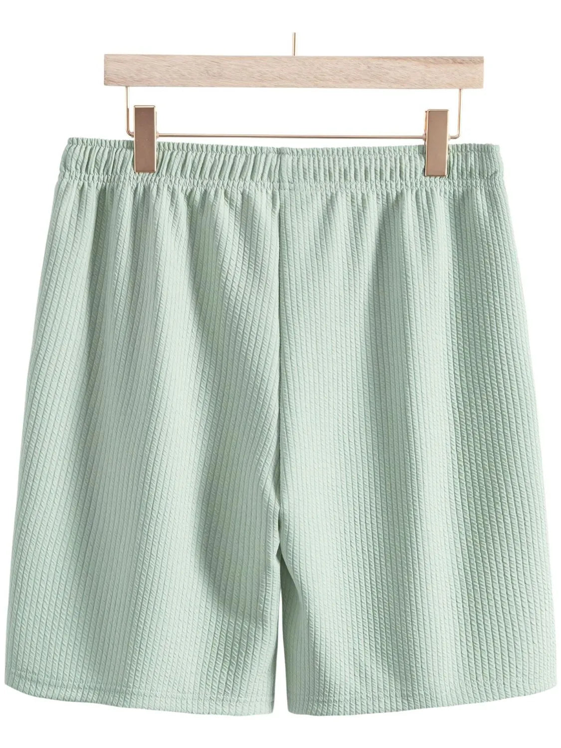 Men's Ribbed Short Sleeve Shirt and Shorts Set in Green, view 6