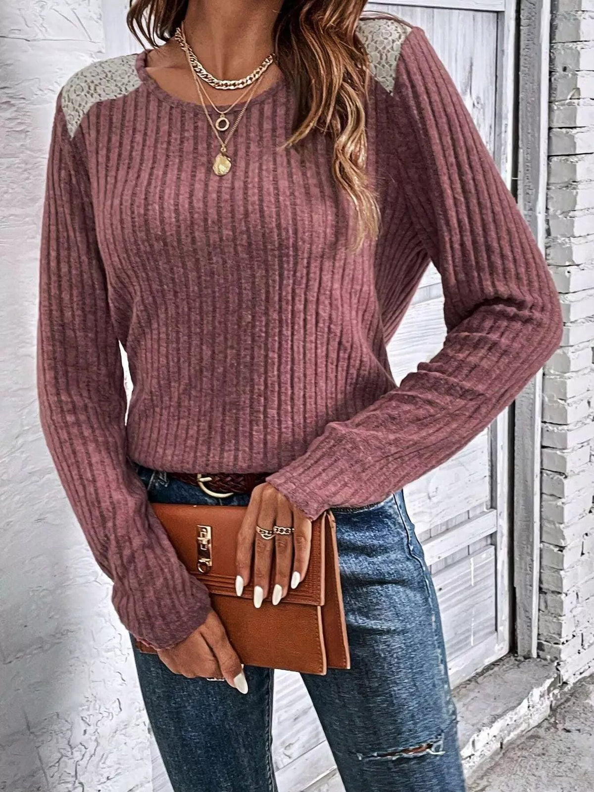 Ribbed Long Sleeve Knit Top - Lilixa.store
