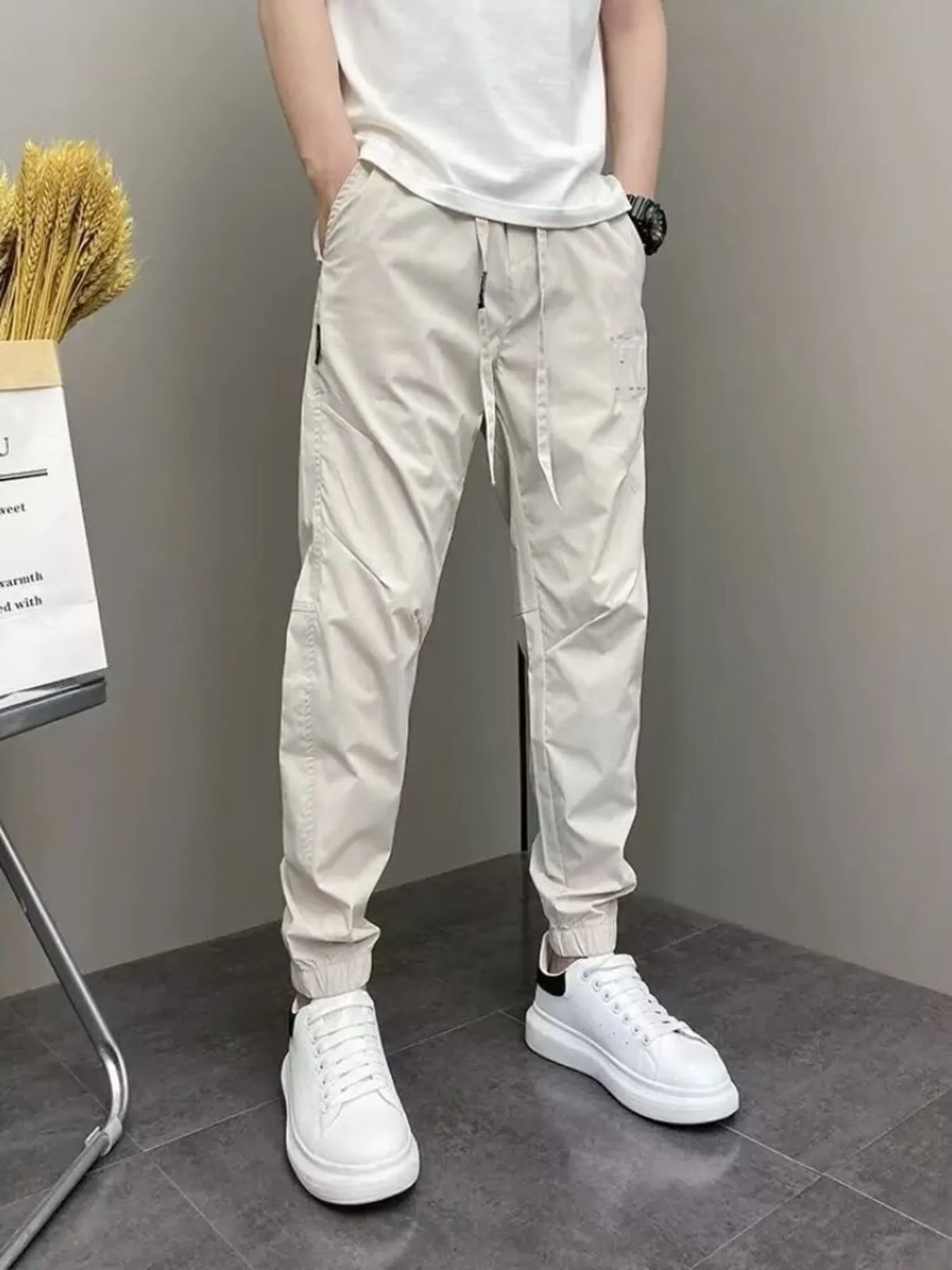 Men's Plus Size Casual Drawstring Ankle-Cuffed Pants, view 2
