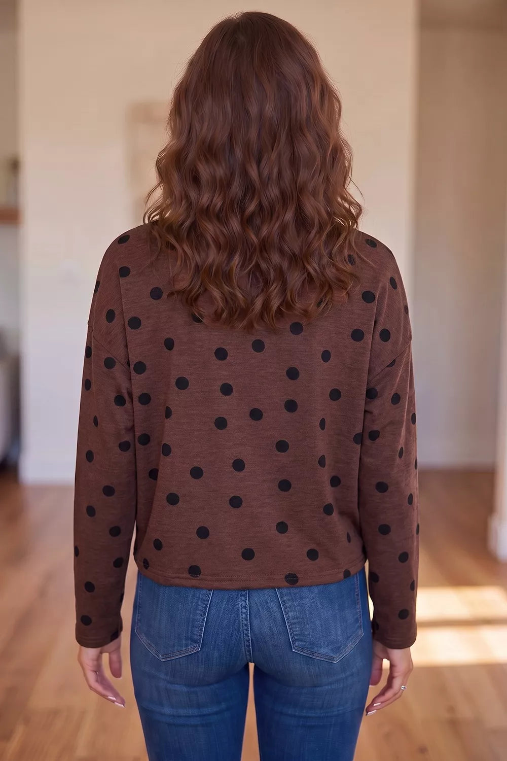Polka Dot Button Front Long Sleeve Casual Shirt
