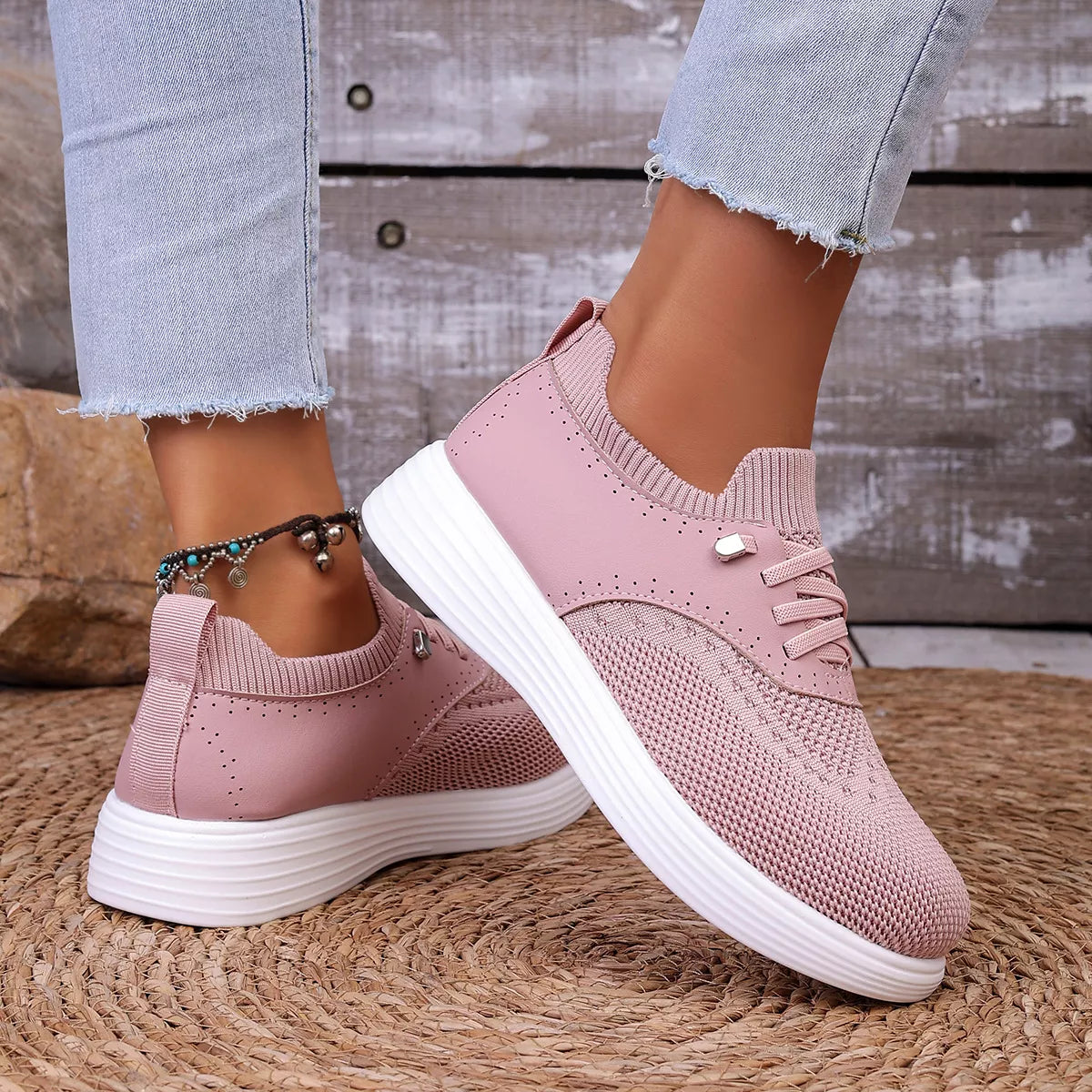 Round Toe Lace Up Sneakers - Lilixa.store