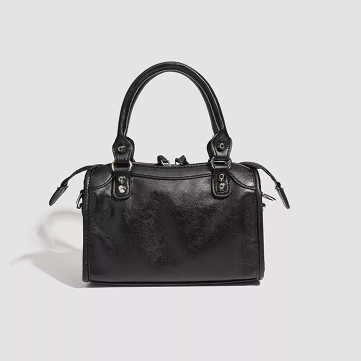 Motorcycle Style Studded Leather Crossbody Bag